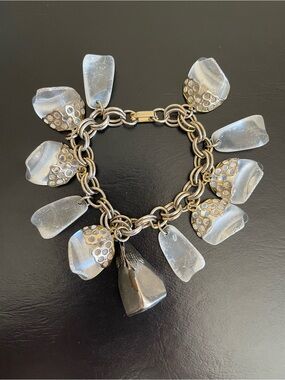 Vintage clear lucite charm bracelet.